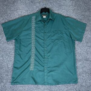 Haband Shirt Mens XL Green Button Up Short Sleeve Pocket Casual Extra Large Adul